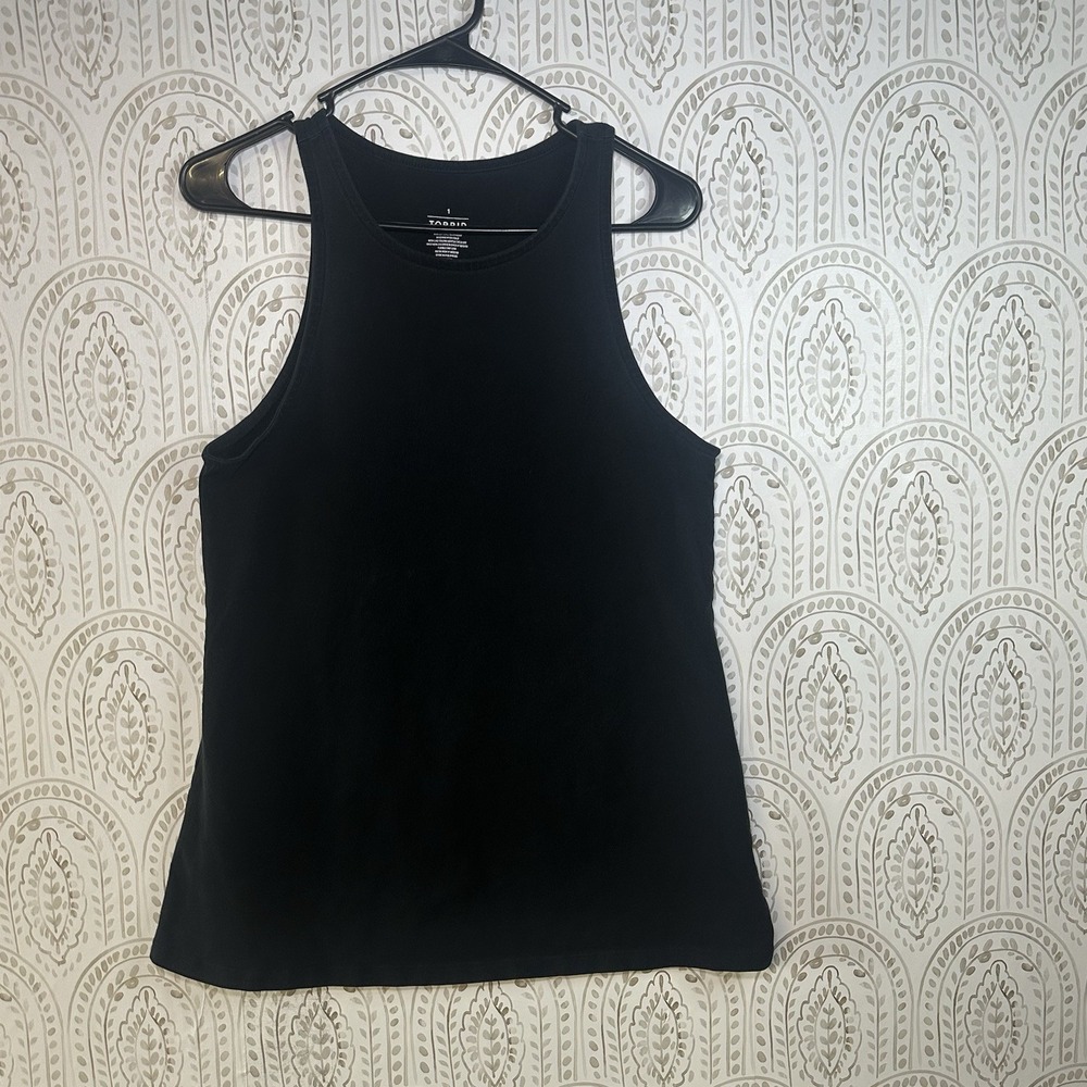 Torrid Womens Size 1 Tank Top Black Round Neck Sleeveless Cotton Cute Chic Soft